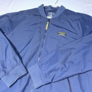 LL Bean 3 Season Bomber Jacket Mens Large Blue Navy Fleece Lined Full Zip Hiking